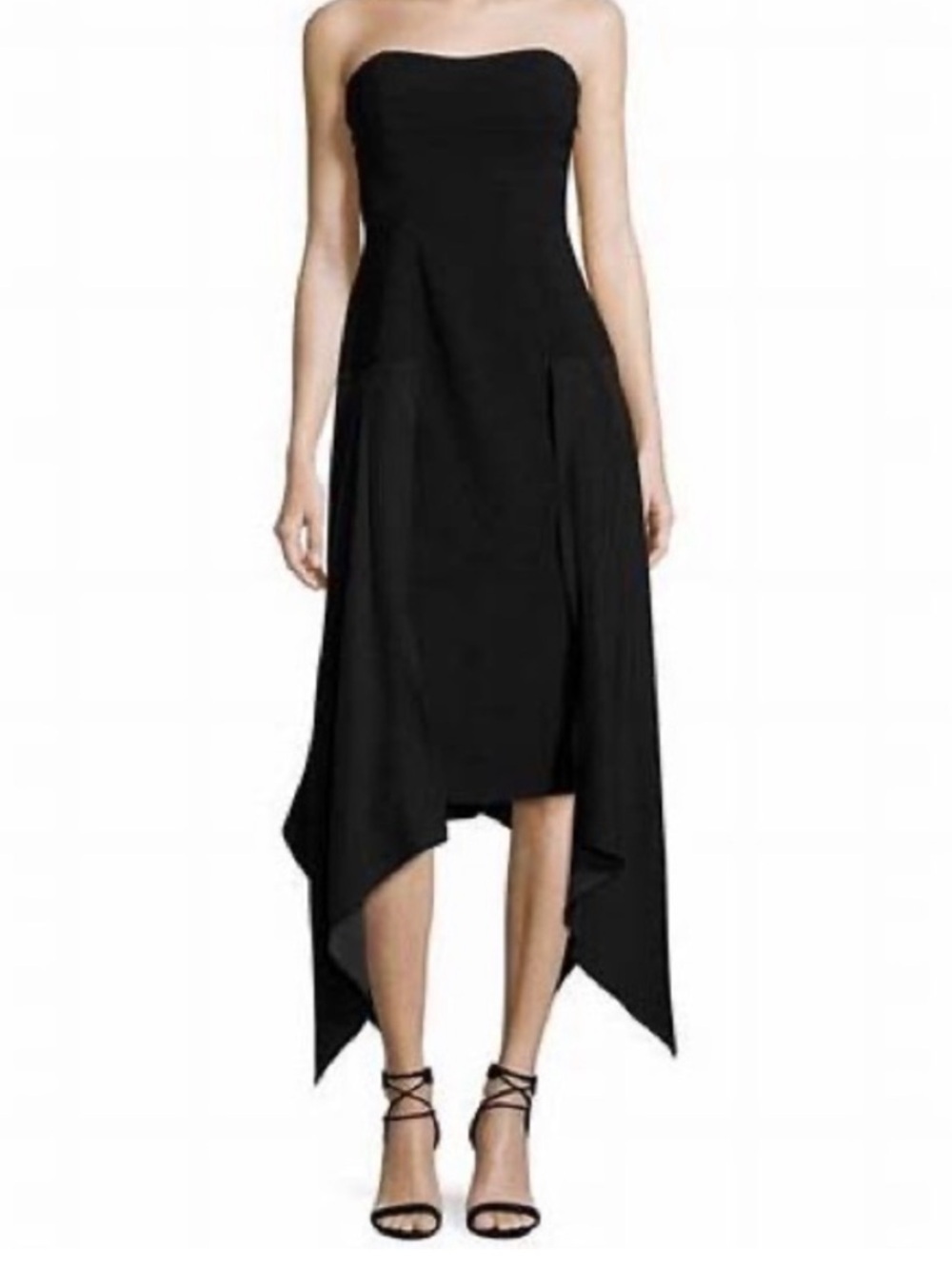 Cinq A Sept Elsa Strapless Black Dress Size 10 NWT Handkerchief Hem
